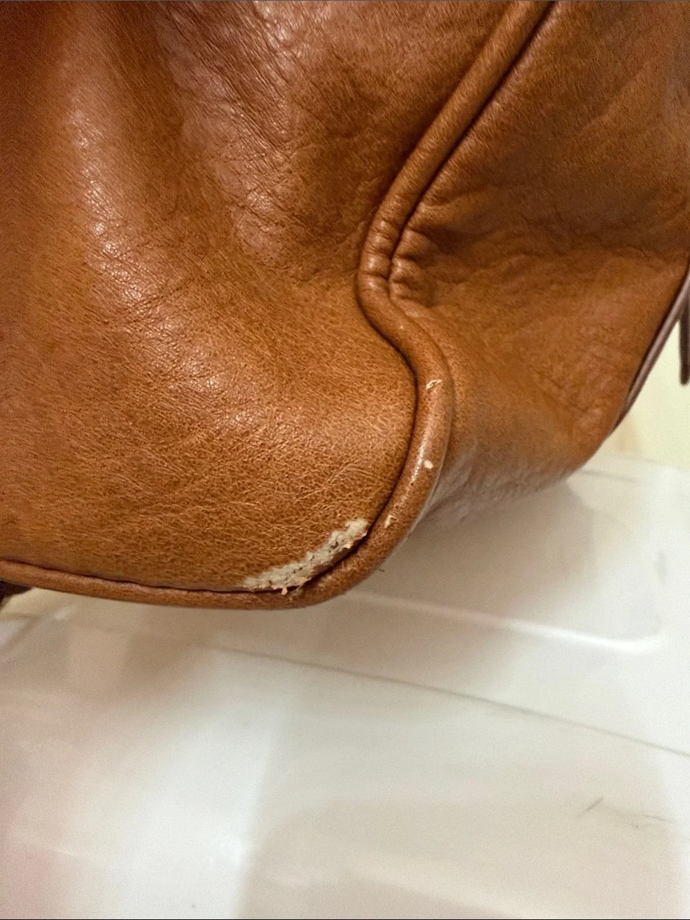 Classic Tan Faux Leather Satchel Handbag